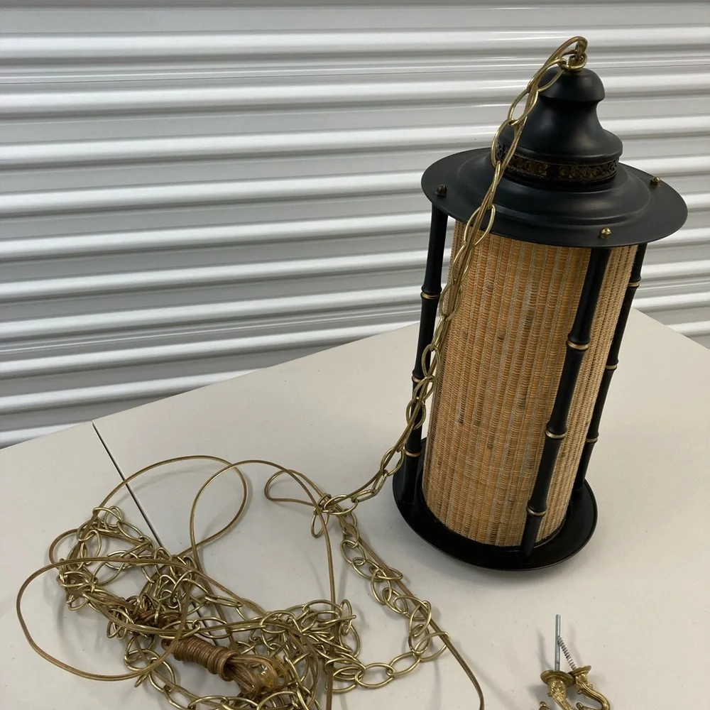 Vintage Metal and Bamboo Wired Lantern
